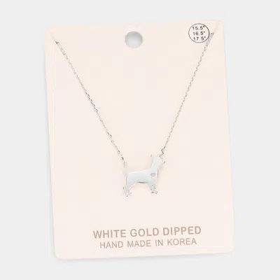 Fashnzfab White Gold Dipped French Boston Terrier Dog Heart Pendant Necklace In Multi
