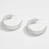 Fashnzfab White Gold Dipped Geometric Chain Link Hoop Earrings - Silver In Metallic