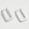 Fashnzfab White Gold Dipped Geometric Square Pin Catch Hoop Earrings - Silver In Silver