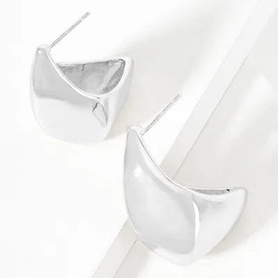 Fashnzfab White Gold Dipped Geometric Teardrop Earrings In Silver