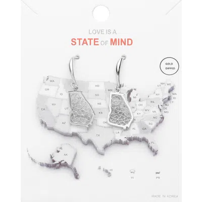 Fashnzfab White Gold Dipped Georgia State Earrings In Metallic
