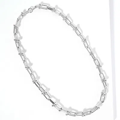 Fashnzfab White Gold Dipped Hardware Chain Link Necklace In Silver