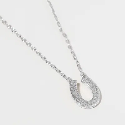 Fashnzfab White Gold Dipped Horseshoe Pendant Necklace In Multi