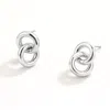 Fashnzfab White Gold Dipped Interlocking Double Loop Drop Earrings In Multi