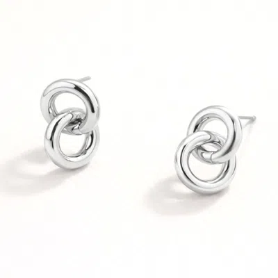 Fashnzfab White Gold Dipped Interlocking Double Loop Drop Earrings In Multi