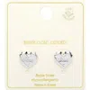 Fashnzfab White Gold Dipped Love Message Cz Stone Paved Stud Earrings - Silver In Metallic