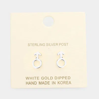 Fashnzfab White Gold Dipped Male Astrological Sign Stud Earrings In Metallic