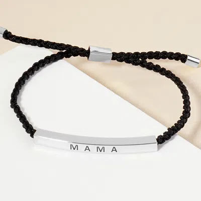 Fashnzfab White Gold Dipped Mama Message Bar Pointed Rope Adjustable Bracelet Rhodium In Multi