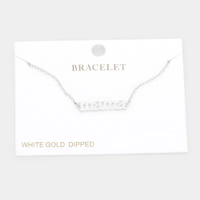 Fashnzfab White Gold Dipped Mama Metal Message Charm Bracelet Rhodium In Multi