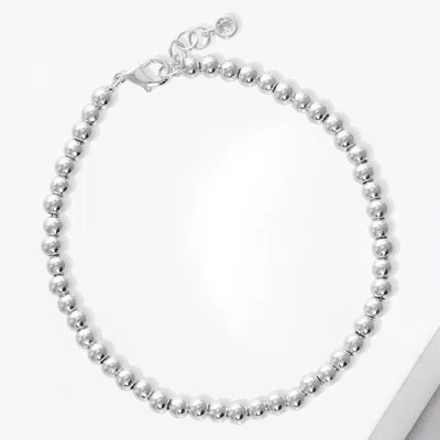 Fashnzfab White Gold Dipped Metal Ball Bracelet Rhodium In Multi