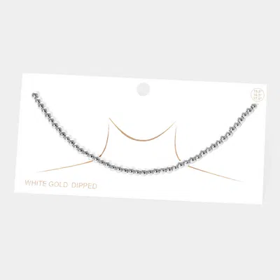 Fashnzfab White Gold Dipped Metal Ball Necklace In Metallic