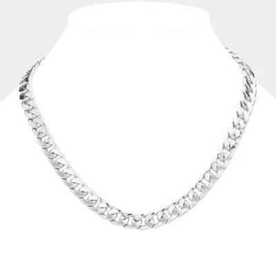 Fashnzfab White Gold Dipped Metal Chain Necklace In Multi