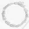 Fashnzfab White Gold Dipped Metal Hardware Link Chain Bracelet In Brown