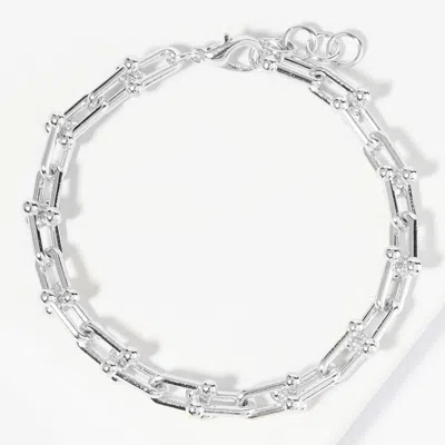 Fashnzfab White Gold Dipped Metal Hardware Link Chain Bracelet In Brown