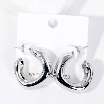 Fashnzfab White Gold Dipped Metal Square Hoop Earrings In Multi