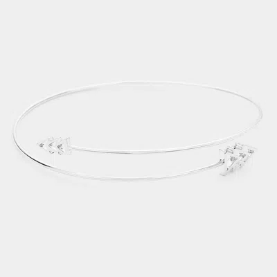 Fashnzfab White Gold Dipped Metal Triple Triangle End Bracelet Rhodium In Multi