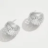Fashnzfab White Gold Dipped Modern Mesh Dome Earrings - Silver In Silver