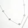 Fashnzfab White Gold Dipped Mother Of Pearl Quatrefoil Station Necklace - Rhodium, White In Metallic