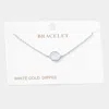 Fashnzfab White Gold Dipped Mother Of Pearl Round Charm Bracelet Rhodium In Multi