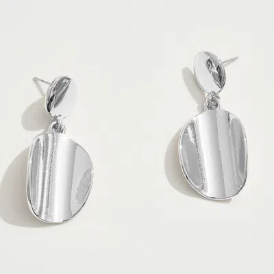 Fashnzfab White Gold Dipped Organic Shape Drop Dangle Earrings - Silver