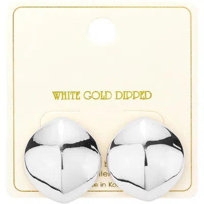 Fashnzfab White Gold Dipped Oval Convex Earrings In Silver