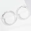 Fashnzfab White Gold Dipped Pearl Beaded Hoop Earrings - Rhodium, White In Multi