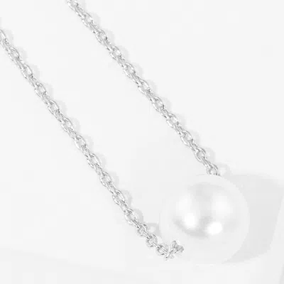 Fashnzfab White Gold Dipped Pearl Pendant Necklace In Silver