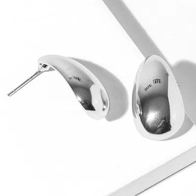 Fashnzfab White Gold Dipped Polished Teardrop Stud Earrings In Multi