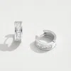Fashnzfab White Gold Dipped Princess Cut Cz Stone Channel Mini Huggie Hoop Earrings - Silver In Silver