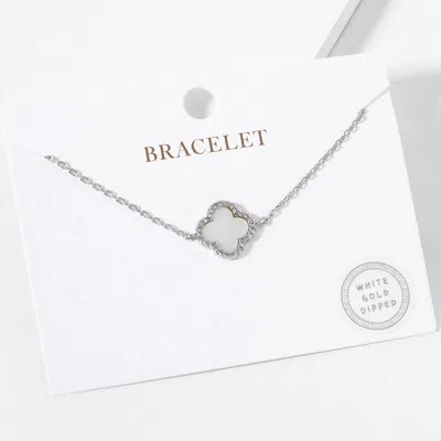 Fashnzfab White Gold Dipped Quatrefoil Pointed Bracelet In Silver