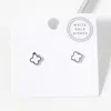 Fashnzfab White Gold Dipped Quatrefoil Stud Earrings - Rhodium, White In Metallic