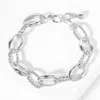 Fashnzfab White Gold Dipped Rope Ring Link Chain Bracelet Rhodium In Multi