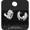Fashnzfab White Gold Dipped Round Cz Stone Around Mini Heart Huggie Hoop Earrings In Multi