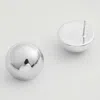 Fashnzfab White Gold Dipped Round Dome Stud Earrings - Silver In White
