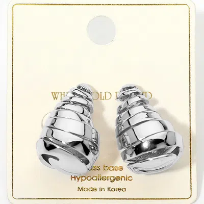 Fashnzfab White Gold Dipped Sculpted Spiral Hollow Earrings In Orange