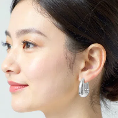 Fashnzfab White Gold Dipped Sculptural Huggie Hoop Earrings - Silver In Gray