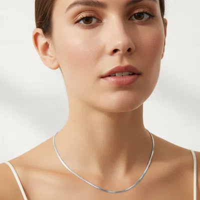 Fashnzfab White Gold Dipped Slim Chain Necklace 16.5" + 1" L