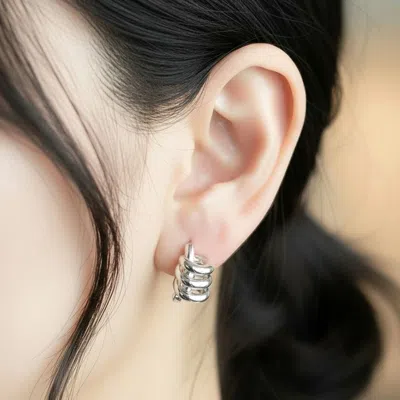 Fashnzfab White Gold Dipped Spiral Wrap Huggie Hoop Earrings In Multi