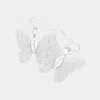 Fashnzfab White Gold Dipped Sterling Silver Post Butterfly Earrings - Rhodium In Silver