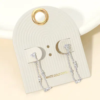 Fashnzfab White Gold Dipped Stone Bezel Station Chain Drop Earrings In Multi