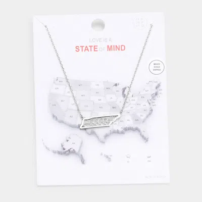 Fashnzfab White Gold Dipped Tennessee State Pendant Necklace In Silver