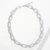 Fashnzfab White Gold Dipped Textured Rectangle Link Chain Necklace In Multi