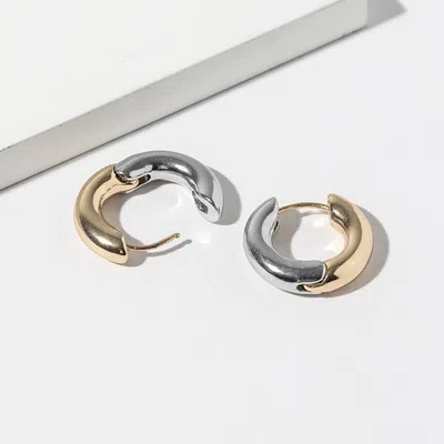 Fashnzfab White Gold Dipped Two Tone Mini Huggie Hoop Earrings In Multi