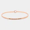 Fashnzfab Who Rescued Who? Thin Brass Metal Hook Bracelet Rose Gold In Multi