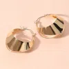Fashnzfab Wide Band Statement Pin Cath Hoop Earrings - Gold In Gold