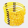 Fashnzfab Wide Boho Bead Open Cuff Bracelet Yellow In Yellow