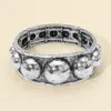Fashnzfab Wide Boho Metal Raised Dome Stretch Bracelet Silver Burnished In Multi