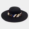 Fashnzfab Wide Brim Chain Printed Silk Like Fabric Band Straw Hat In Multi
