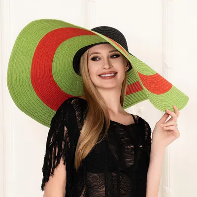 Fashnzfab Wide Brim Color Block Floppy Sun Hat In Multi