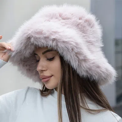 Fashnzfab Wide Brim Faux Fur Winter Bucket Hat In Multi